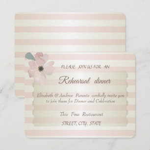 Chic  Stripes Flower,Wedding Rehearsal Dinner Invitation