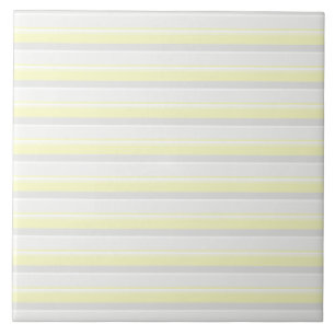 Chic Stripes In Grey White and Banana Yellow Tile