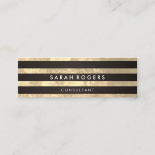 Chic Stripes Pattern Grunge Yellow Mini Business Card