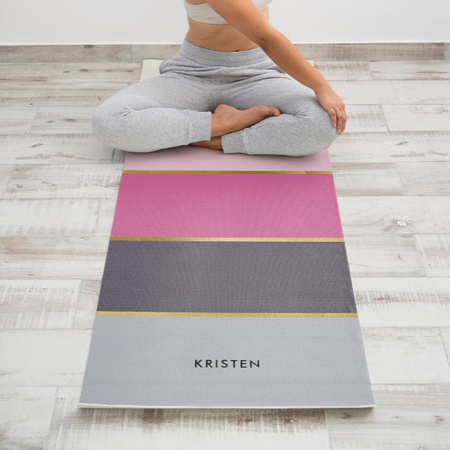 Chic Stripes Pattern Personalized  Yoga Mat (Creator Uploaded)