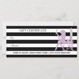 Chic Stripes Purple Girl Salon Gift Certificate