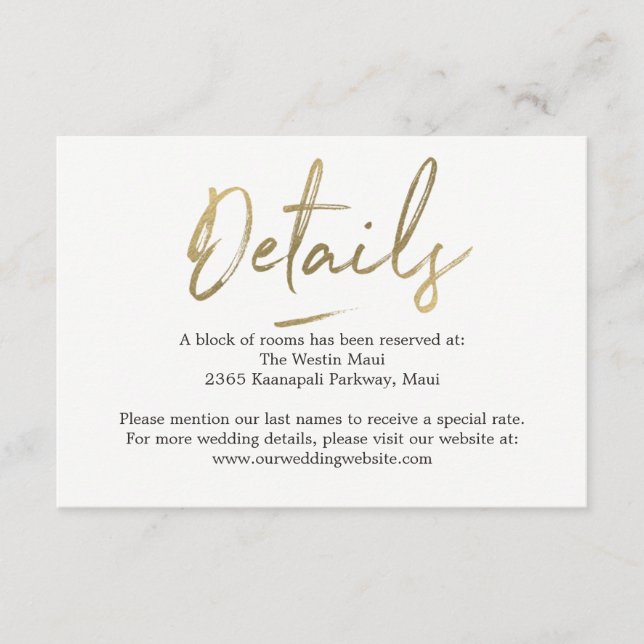 Chic Strokes Wedding Details Enclosure Cards (Front)