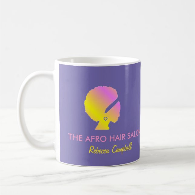 Chic stylish afro hair blue coffee mug (Left)