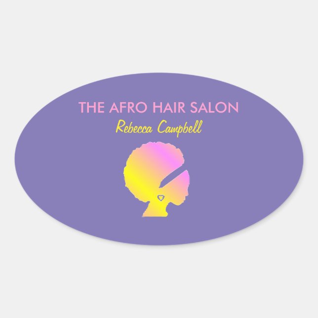 Chic stylish afro hair blue oval sticker (Front)