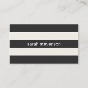 Chic Stylish Black and Cream Striped Modern Business Card