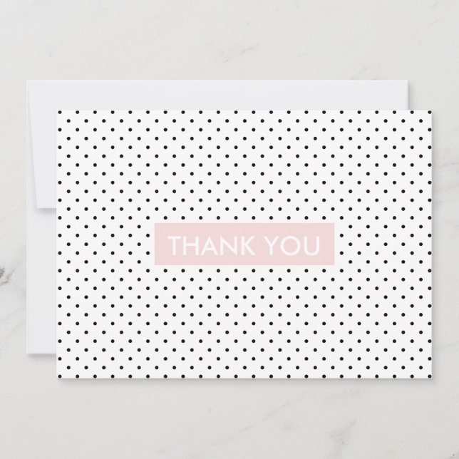 Chic stylish black white polka dot thank you card (Front)