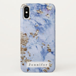 Chic Stylish blue golden marble personalized Case-Mate iPhone Case