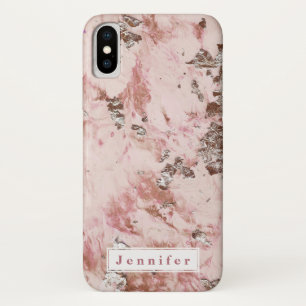 Chic Stylish blush pink golden marble personalized iPhone X Case