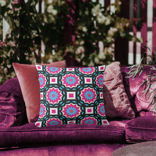 Chic Stylish Colourful Mosaic Geometric Pattern Outdoor Pillow
