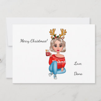 Chic Stylish Cozy Woman Christmas Holiday Card