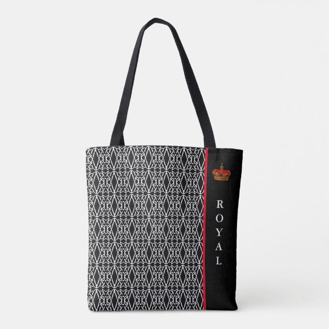 Chic stylish diamond pattern in black & white tote bag (Back)