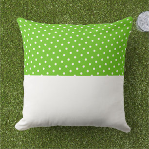 Chic Stylish Dots White Bright Green Colour Block Outdoor Pillow