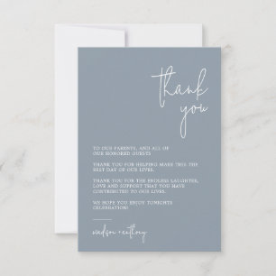 Chic Stylish Dusty Blue Modern Photo Wedding  Thank You Card