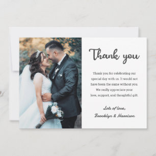 Chic Stylish Elegant Bride And Groom Wedding Photo Thank You Card