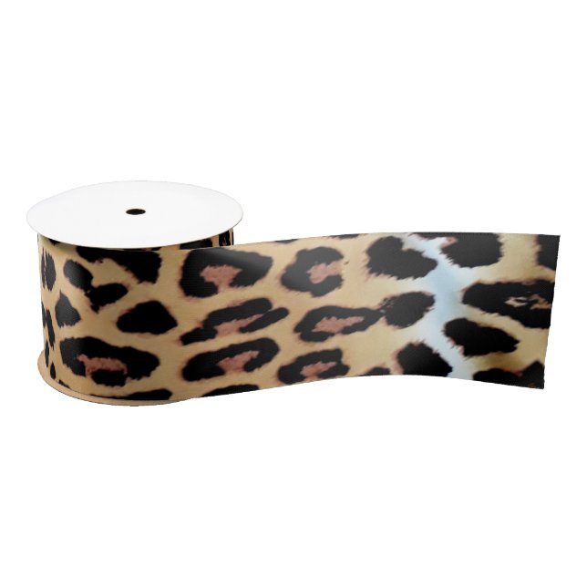 Chic Stylish Elegant Leopard Animal Print Satin Ribbon (Spool)