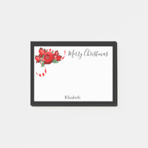 CHIC & STYLISH, ELEGANT RED CHRISTMAS FLORAL POST-IT NOTES