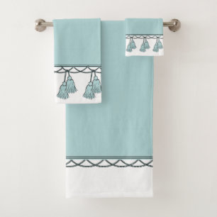 CHIC & STYLISH_ ELEGANT SEAFOAM TASSELS BATH TOWEL SET