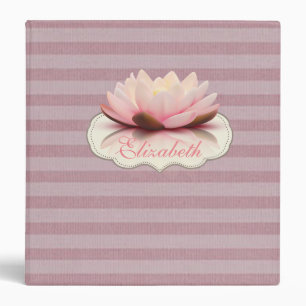 Chic Stylish Elegant Stripes,Lotus Flower Binder