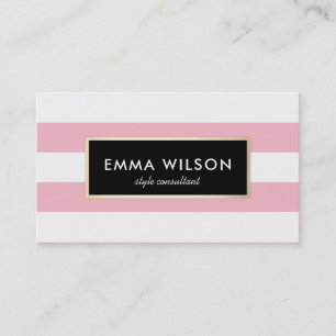 Chic Stylish FAUX Gold Light Pink Striped Business Card