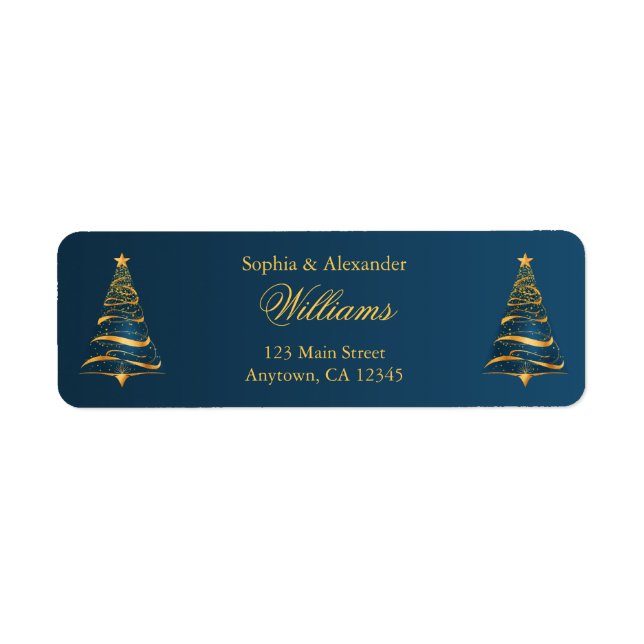 Chic Stylish Golden Christmas Tree Wedding (Front)