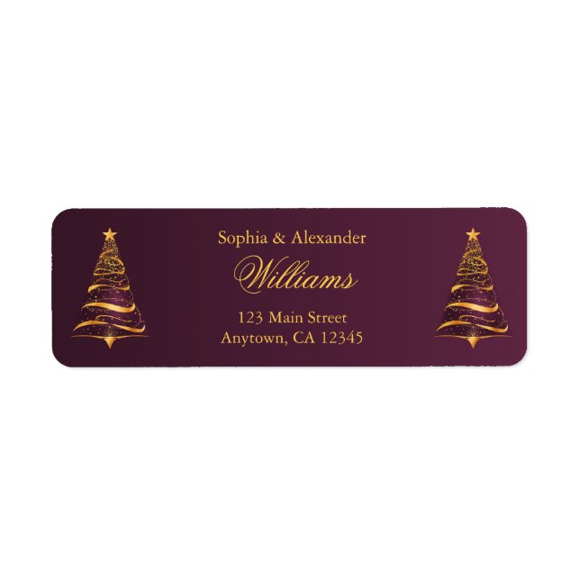 Chic Stylish Golden Christmas Tree Wedding (Front)