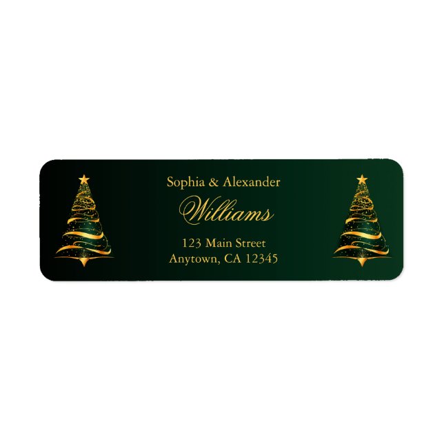 Chic Stylish Golden Christmas Tree Wedding (Front)