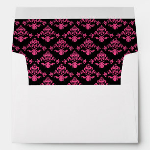 Chic Stylish Hot Pink and Black Damask Envelope