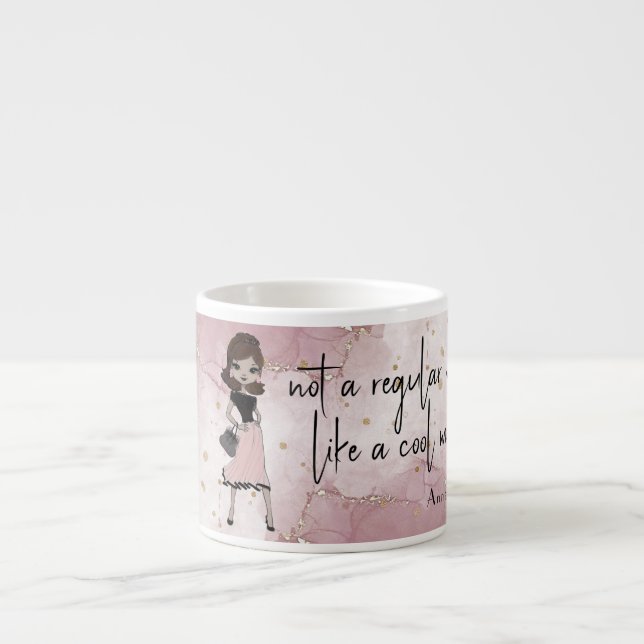 Chic Stylish Lady | Pink Marble Personalized Mom  Espresso Cup (Front)
