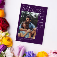 Chic Stylish Mod Photo Save the Date 2 Dark Purple