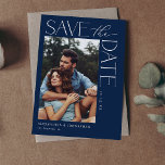 Chic Stylish Mod Photo Save the Date 2 Navy Blue Invitation<br><div class="desc">Get your guests excited for your beautiful wedding by sending your modern & Chic Chic Stylish Mod Photo Save the Date with your vertical photo & modern style. in Navy Blue For those looking for a Save the Date featuring you in a Chic & Modern style, this invite is for...</div>