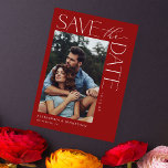 Chic Stylish Mod Photo Save the Date 2 Red Invitation<br><div class="desc">Get your guests excited for your beautiful wedding by sending your modern & Chic Chic Stylish Mod Photo Save the Date with your vertical photo & modern style. in Red For those looking for a Save the Date featuring you in a Chic & Modern style, this invite is for you....</div>