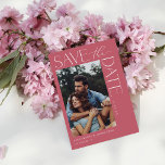 Chic Stylish Mod Photo Save the Date 2 Rose Pink Invitation<br><div class="desc">Modern, Chic, and Bold describe this Pink Photo Save the Date. Choose from several colours to match your photo or theme. It's easy to create your own save the dates. Just enter your info into our easy to use templates. And your Save the date will be printed with high quality,...</div>