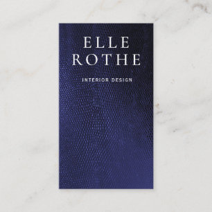 Chic Stylish Navy Blue  Lizard Skin Designer Business Card