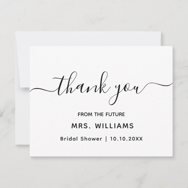 Chic Stylish Trendy Text Bridal Shower Future Mrs Thank You Card (Front)