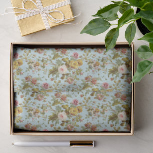 Chic Stylish Vintage Pink Rose Flower Art Pattern Tissue Paper