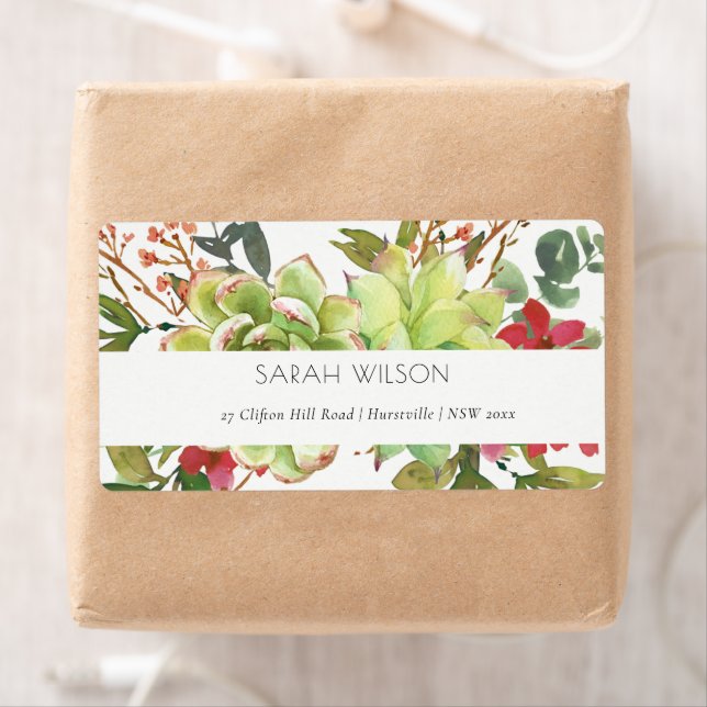 Chic Succulent Desert Cactus Red Floral Address (Insitu)