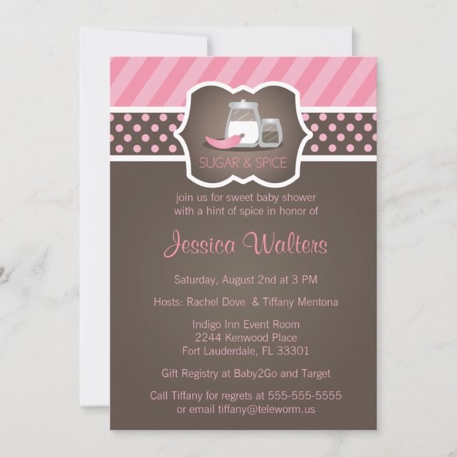 Chic Sugar and Spice Baby Shower Invitations 2 (Front)