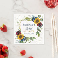 Chic Sunflower Floral Gold Glitter Bridal Shower