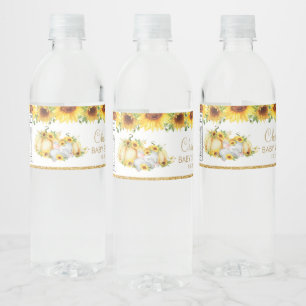 Chic Sunflower Pumpkin Elephant Baby Shower Favor Water Bottle Label