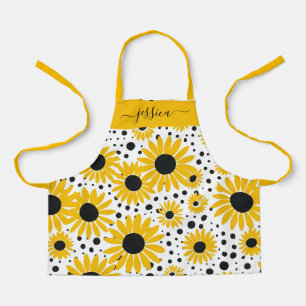 Chic sunflower script name apron
