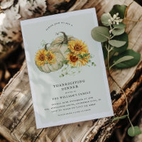 Chic Sunflower White Pumpkins Thanksgiving Dinner