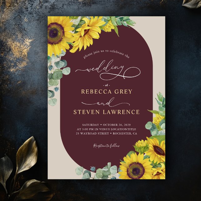 Chic sunflowers floral wedding invitation (Creator Uploaded)
