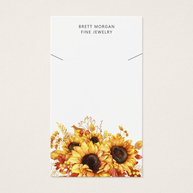 Chic Sunflowers Necklace Display Cards (Front)