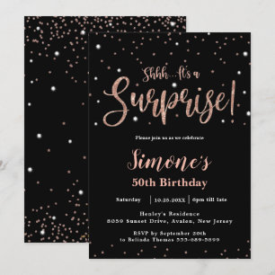 Chic Surprise ANY AGE Birthday Party Rose Gold Invitation