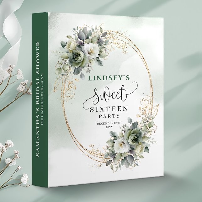 Chic Sweet 16 Watercolor Eucalyptus Ring Binder (Chic Sweet 16 Watercolor Eucalyptus Ring Binder)