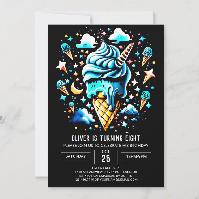 Chic Sweet Boys Boy Ice Cream Birthday Invitation (Front)
