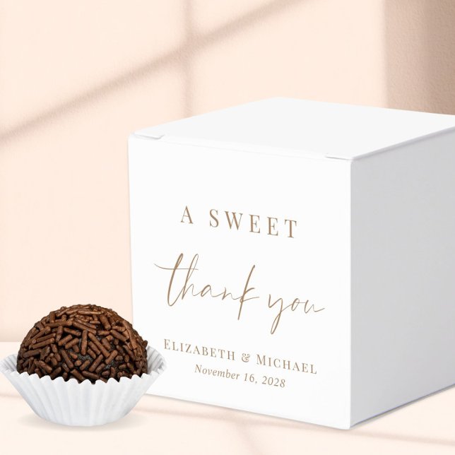 Chic Sweet Thank You Gold Script Wedding Favor Box (Creator Uploaded)