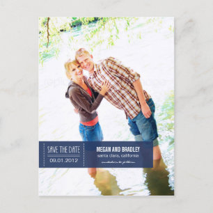 Chic Tag Save The Date Postcard - Navy Blue