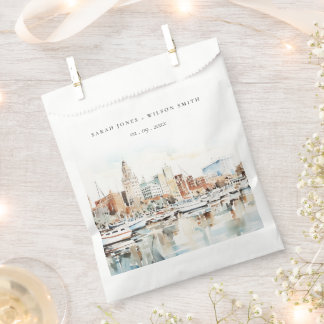Chic Tampa Florida Skyline Watercolor Wedding Favour Bag