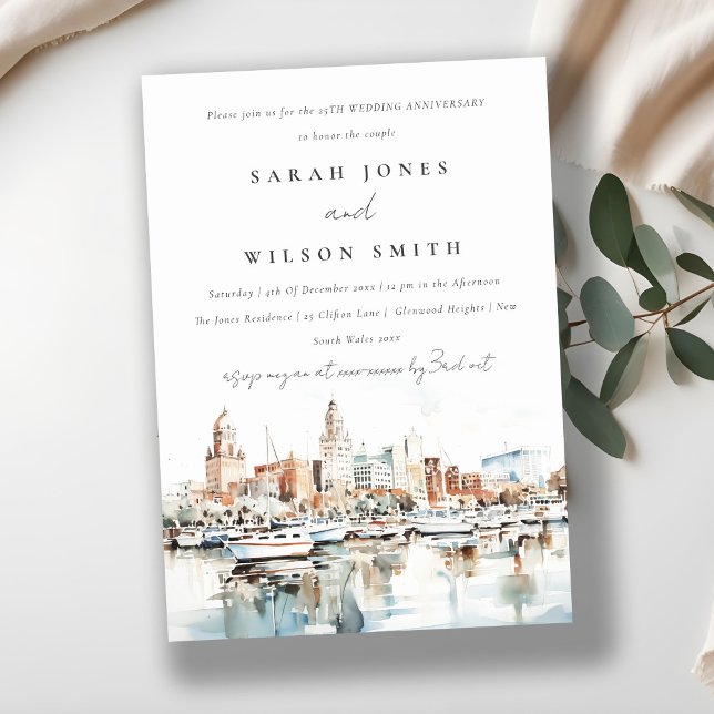 Chic Tampa Florida Skyline Wedding Anniversary Invitation (Creator Uploaded)